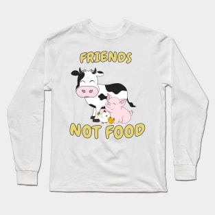 Friends Not Food Cute Cow, Pig and Chicken 2 Long Sleeve T-Shirt